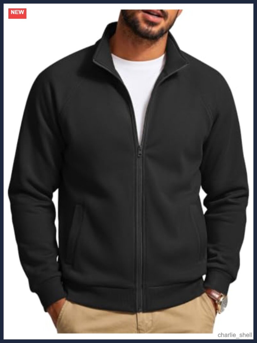 Fleece Lined Zip Up Stand Collar Sweatshirt Jacket Lightweight Warm Layer